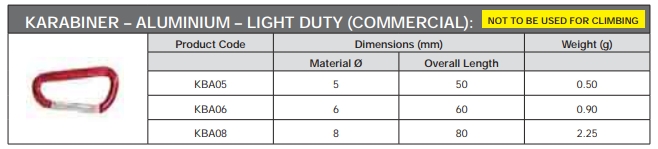 Karabiner aluminium light duty