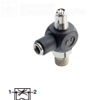 Elbow banjo assembly, regulating out BSPT taper 10T00