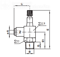 Elbow banjo assembly, regulating out BSPT taper 10TA0
