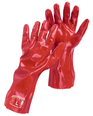 Armour® Red PVC Gauntlet Glove - 35cm