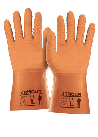 Armour® Orange Crinkle Latex Gauntlet - 30cm