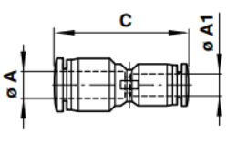 Straight union M0020 Unequal