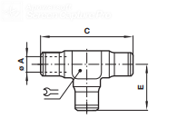 Tee connector, tube x 3 10060