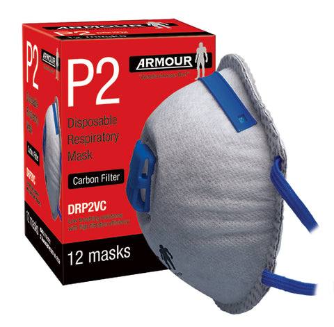 Armour Disposable Respirator Valve P2 Charcoal Mask