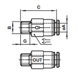 In-line non-return valve (out), ISO G thread C02G3