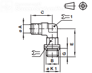 90o Swivel elbow adaptor, BSP parallel 10247