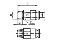 In-line non-return valve (in), taper thread C01G2