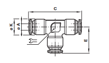 Tee connector, tube x 3 S0060