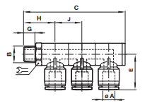 Triple branch adaptor C0H70