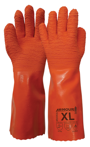 Armour® Orange Crinkle Latex Gauntlet - 35cm