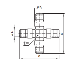 4-way connector, tube x 4 10090